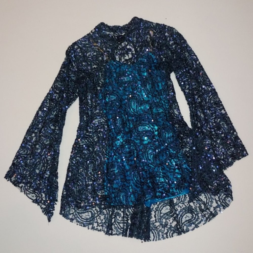Sequined Bell Sleeve Dance Costume